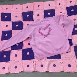 Vintage Y2K grandma sweatshirt hanes pink white floral |S-M| collared 2000s